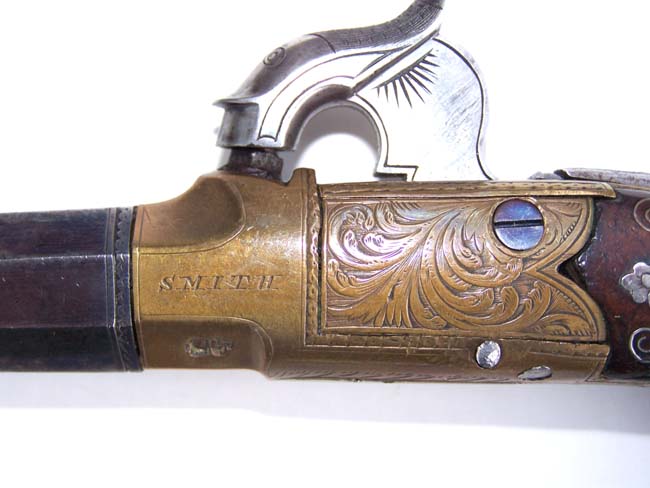 A Beautiful Pair of Silver Inlaid Percussion Pocket Pistols by Smith of London c. 1840 — image 3